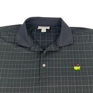 Masters Performance Polo Shirt XL Black Checks Augusta Logo Golf Short Sleeve